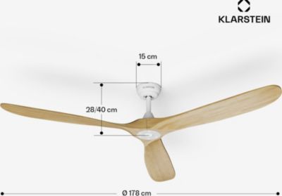 Ventilateur Plafonnier KLARSTEIN Bahama Breeze Smart 12300m³/h Bois Brut