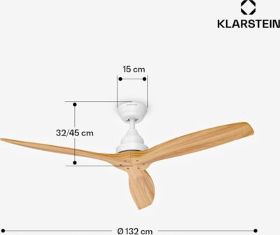 Ventilateur KLARSTEIN Santa Elena 132cm 35W Silencieux Bois