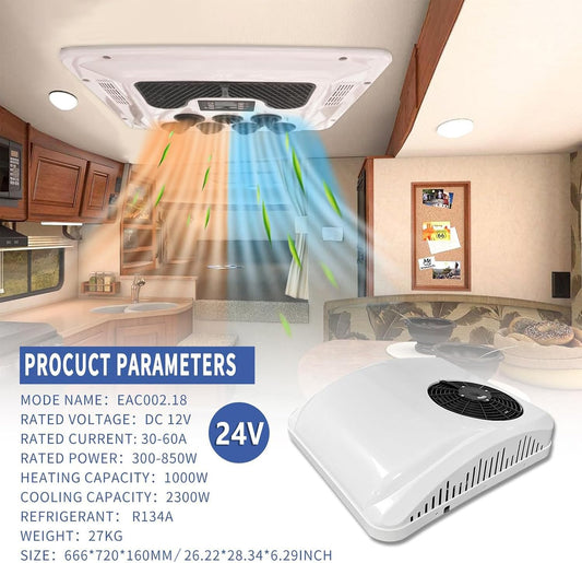 GENERIC Climatiseur De Toit – Toutes Saisons, Télécommande, Design Fin, Double Refroidissement/chauffage Pour Camions, Camping-cars, Camping-cars