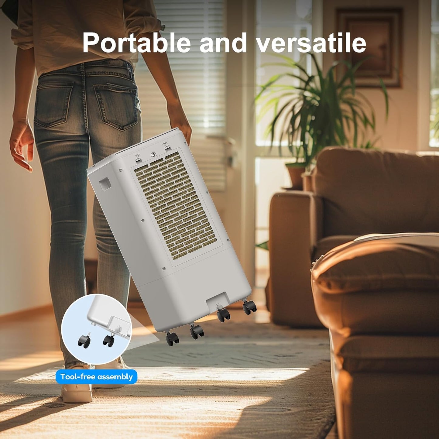 Swamp Refroidisseur D'air Portable Avec 4 Roues Universelles, Poignée Intégrée, Coussinets De Refroidissement Amovibles Et Facile à Nettoyer, Minuterie Intelligente De 7 Heures 14