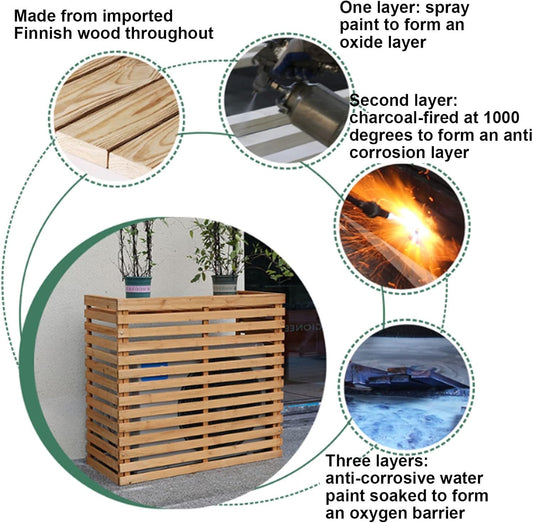 GENERIC Bonsai Design Housse En Bois Pour Climatiseur – Protection Pour Unité Extérieure | Cadre AC Polyvalent Pour Toutes Les Saisons | Design élégant Et Fonctionnel En Maille