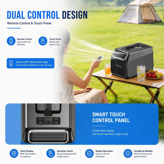Climatiseur Portable 3500 BTU Pour Camping Et Tentes – Refroidissement Rapide, Silencieux, Déshumidificateur Intégré, Ventilation,Mode Nuit & Minuterie,Idéal Camping-Car,Camion Et Maison Gray