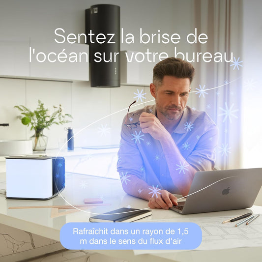 Refroidisseur D'air Pour Bureau - Climatiseurs Portables - Petit Ventilateur à Glace - Refroidisseur D'air Par évaporation, Evasmart Blanche