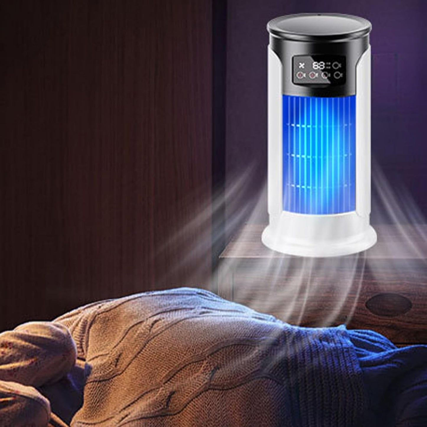 Ventilateur Climatiseur, Ventilateur Évaporatif USB De Bureau Rafraîchisseur D'Air, Ventilateur Personnel Évaporatif Silencieux USB Vitesses Réglables Pour Table Et Chevet