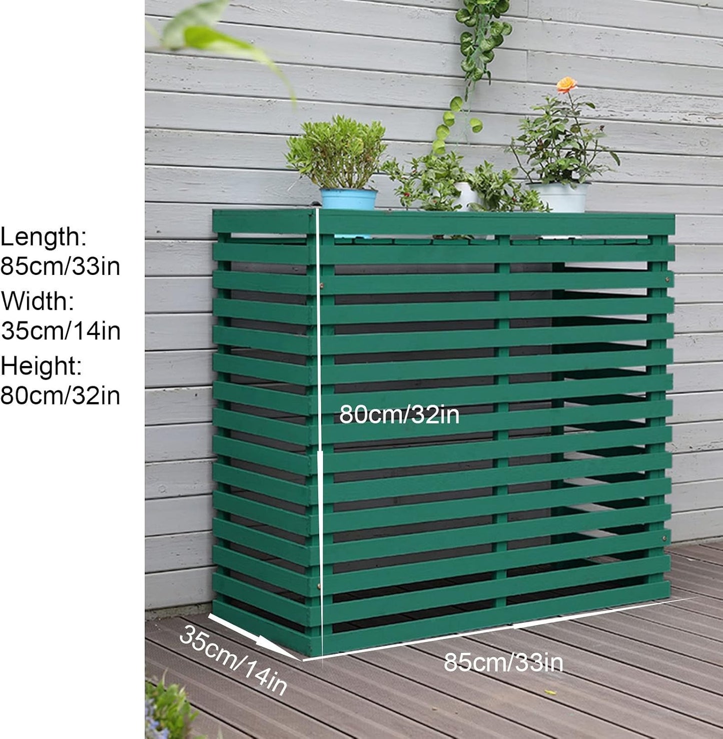 Housse De Protection En Bois Pour Climatiseur – Clôture De Protection Extérieure Pour Pompe à Chaleur Cachette élégante Pour Climatiseurs – Design Résistant Aux Intempéries – Parfait Pour Une