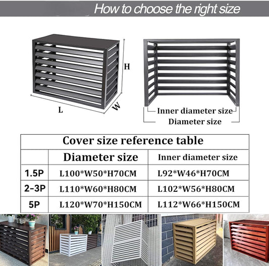 Housse D'extérieur Pour Unité De Climatisation 110 X 80 X 60 Cm - Protection Résistante Aux Intempéries - Grille Inclinée à 45° Pour Une Circulation D'air Optimale - Housses Pour Climatiseurs