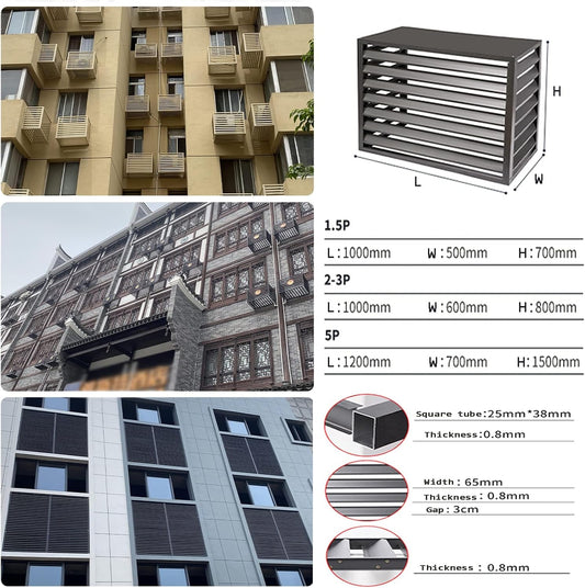 Housse De Protection Décorative Pour Climatiseur Extérieur, Clôture D'intimité En Aluminium Toutes Saisons, Pour Unités Centrales De Climatisation Et Poubelle, Solution De Couverture Extérieure