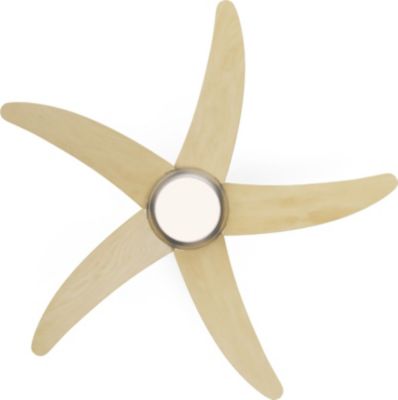  Ventilateur Plafonnier KLARSTEIN Bolero 2en1 132cm 55W Avec LED App Bois