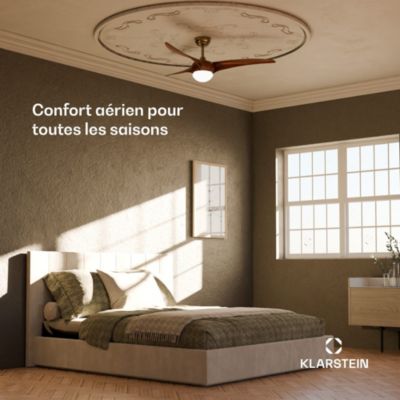  Ventilateur Plafonnier KLARSTEIN Monteverde Lumière 10800m³/h 36W Noyer