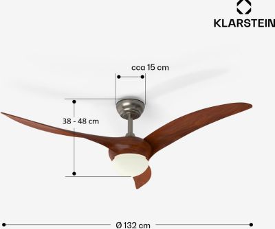  Ventilateur Plafonnier KLARSTEIN Monteverde Lumière 10800m³/h 36W Noyer