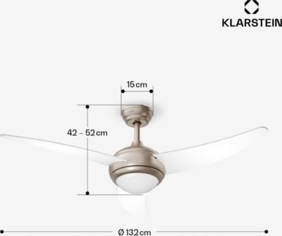  Ventilateur KLARSTEIN El Paso 132cm 35W Silencieux Bois