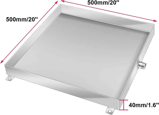  Bac Condensat Clim En Acier Inoxydable, 50 × 50 Cm, 60 X 60 Cm, Kit De Drainage De Climatiseur De Fenêtre, Bac De Récupération Du Climatiseur Avec Drain(500 X 500 Mm/20'' X 20'')