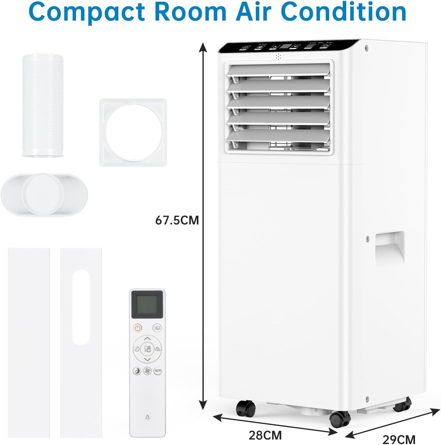  Climatiseur Portable 12000 BTU, Ventilateur De Déshumidification De Chaleur Froide, économiseur D'énergie Pour Bureau De Chambre à Coucher, Télécommande, Mode Sommeil, Fonctionnement Silencieux Avec K