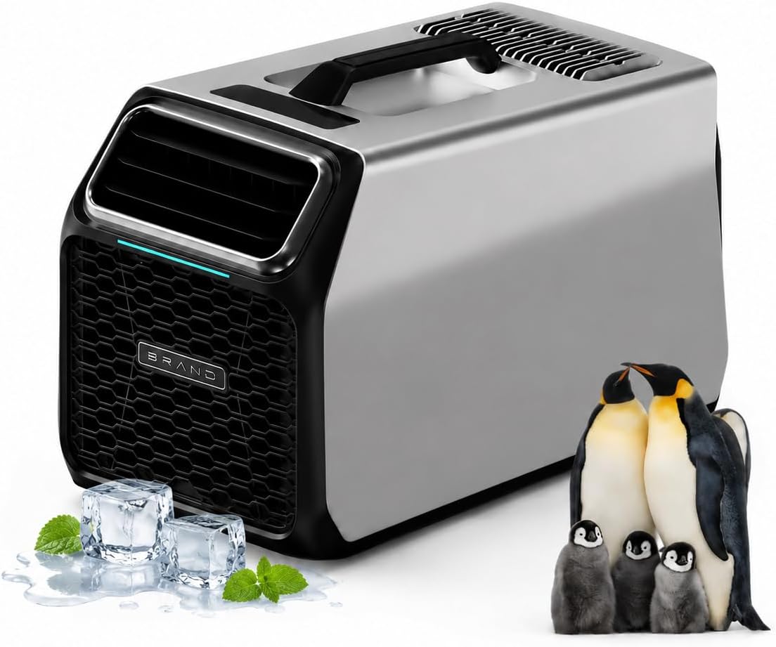  Climatiseur Portable 3500 BTU Pour Camping Et Tentes – Refroidissement Rapide, Silencieux, Déshumidificateur Intégré, Ventilation,Mode Nuit & Minuterie,Idéal Camping-Car,Camion Et Maison Gray
