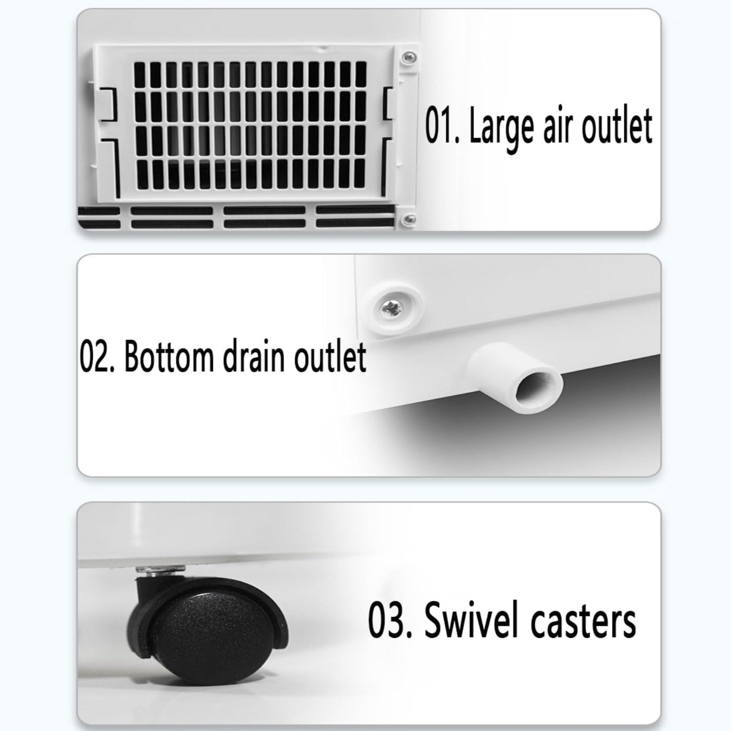  Climatiseur Portable Unités Intelligentes Intelligentes Avec Refroidissement De Refroidissement Demode De Sommeil De Refroidissement Frais Télécommande 24H Timer120° Oscillant Refroidissement AC UnitF