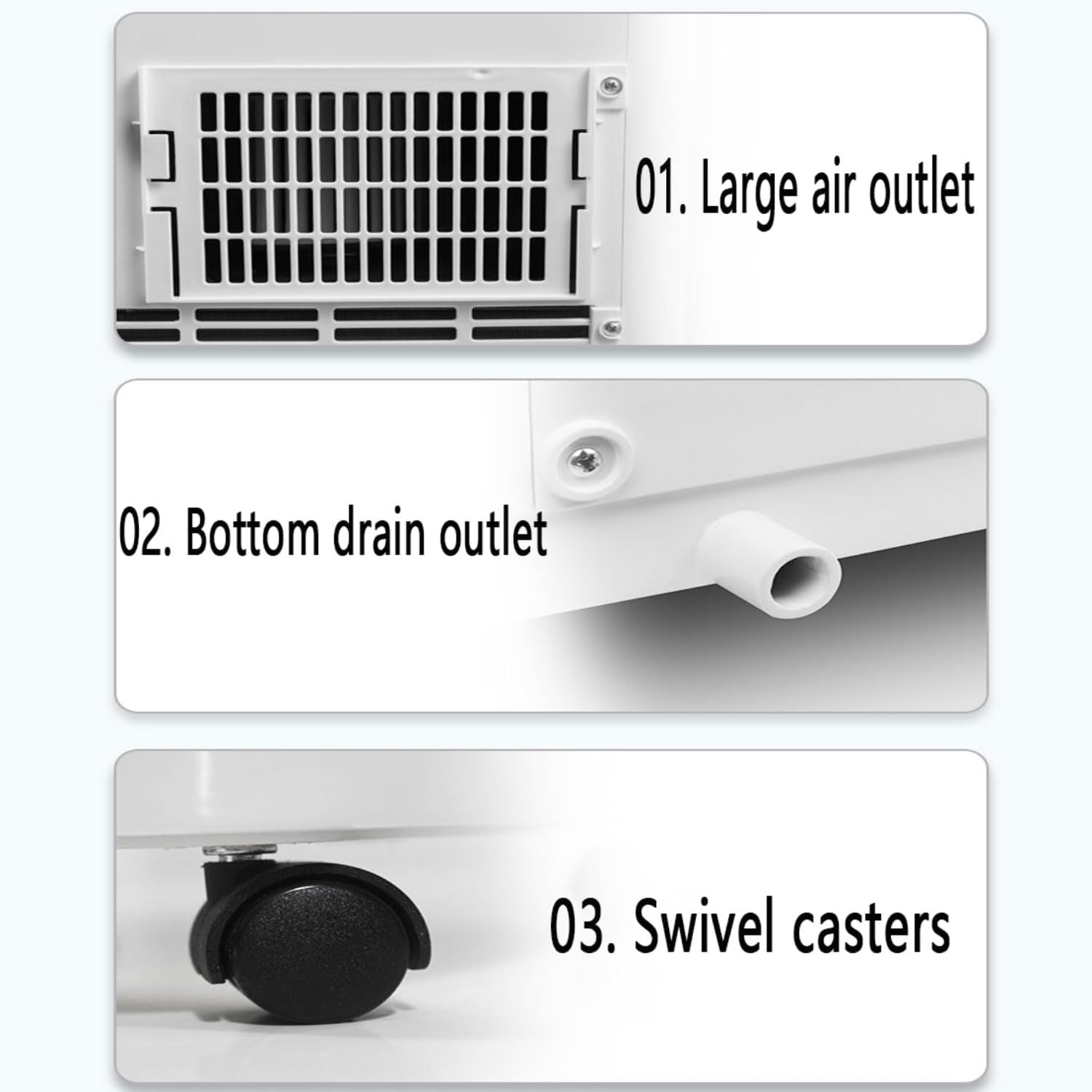  Climatiseur Portable Unités Intelligentes Intelligentes Avec Refroidissement De Refroidissement Demode De Sommeil De Refroidissement Frais Télécommande 24H Timer120° Oscillant Refroidissement AC UnitF