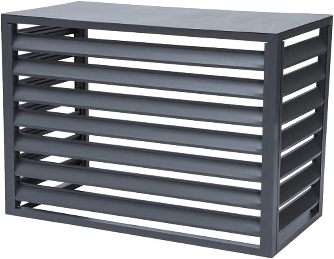  Housse Noire Pour Climatiseur Extérieur – Séparateur D'espace à Persiennes En Aluminium Pour Clôtures De Poubelles, Porte-fleurs Et Volets – Protection Et Décoration élégantes Pour Unité De