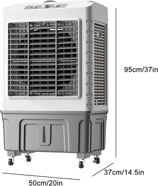 GENERIC Refroidisseur D'air évaporatif Robuste 30000CFM Avec 4 Packs De Glace, AC Extérieur Portable Pour La Cour De Garage, Humidificateur De Ventilateur Oscillant, Réservoir Et Roues 55L, Système De Refroid