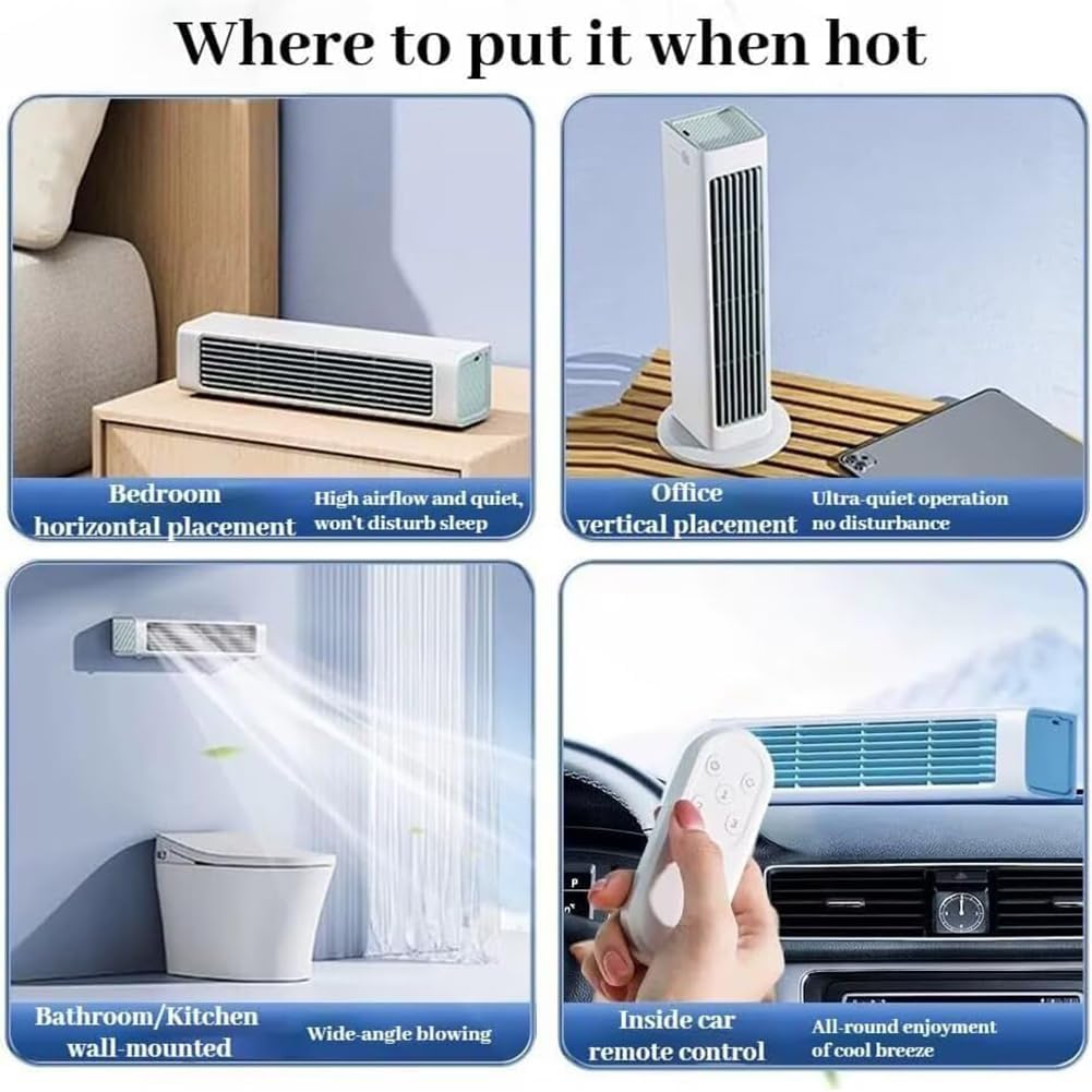  Climatiseur Portable Rechargeable Avec Télécommande, 3 Vitesses Et Oscillation à 60 ° Pour La Chambre à Coucher Et Le Refroidissement De Bureau