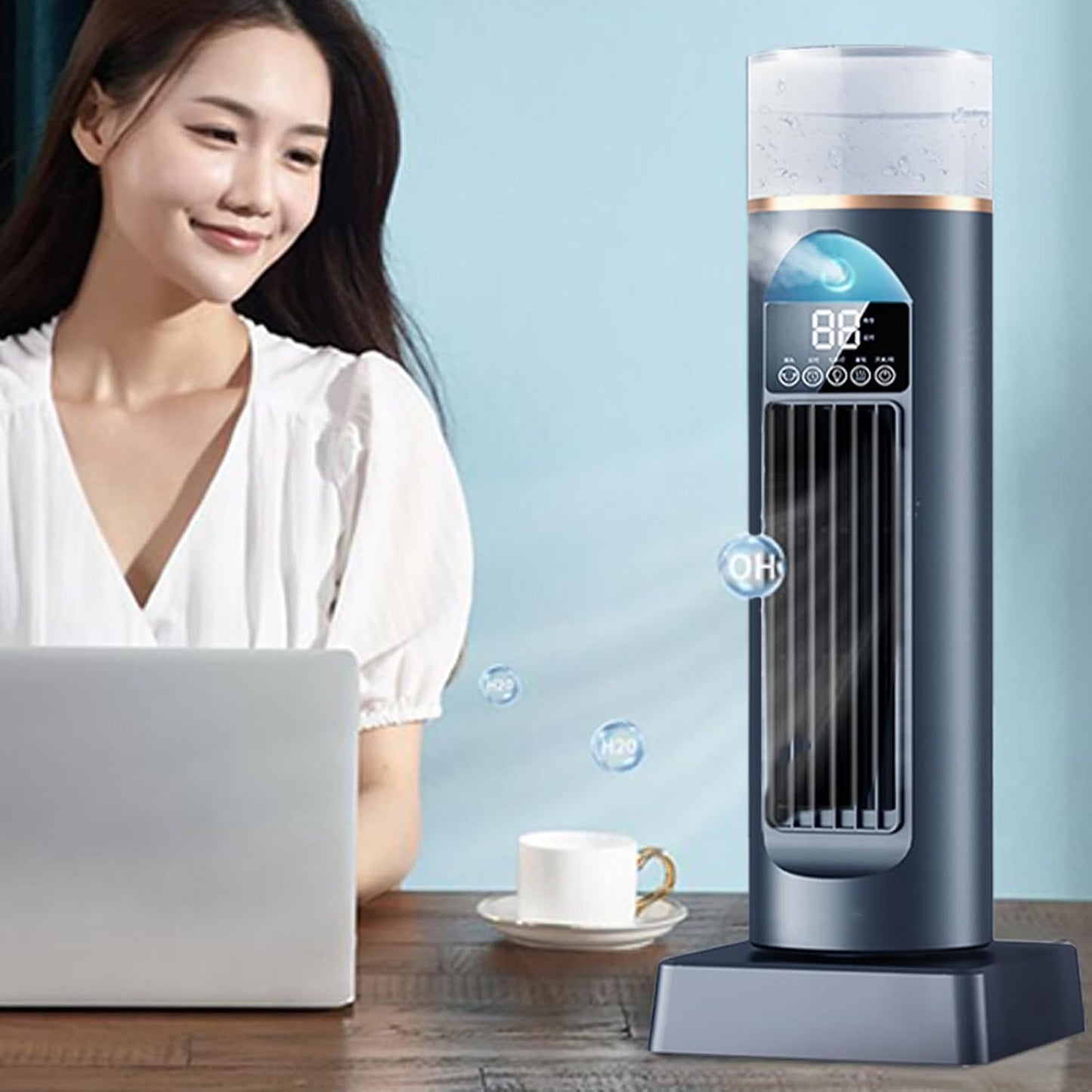  Turm - Climatiseur AC - Ventilateur à Air Froid - Climatiseur Personnel AC - Refroidisseur Oscillant Silencieux Sans Lame Avec Télécommande Et Réservoir D'eau - 6 Humidificateurs De Vitesse Pour