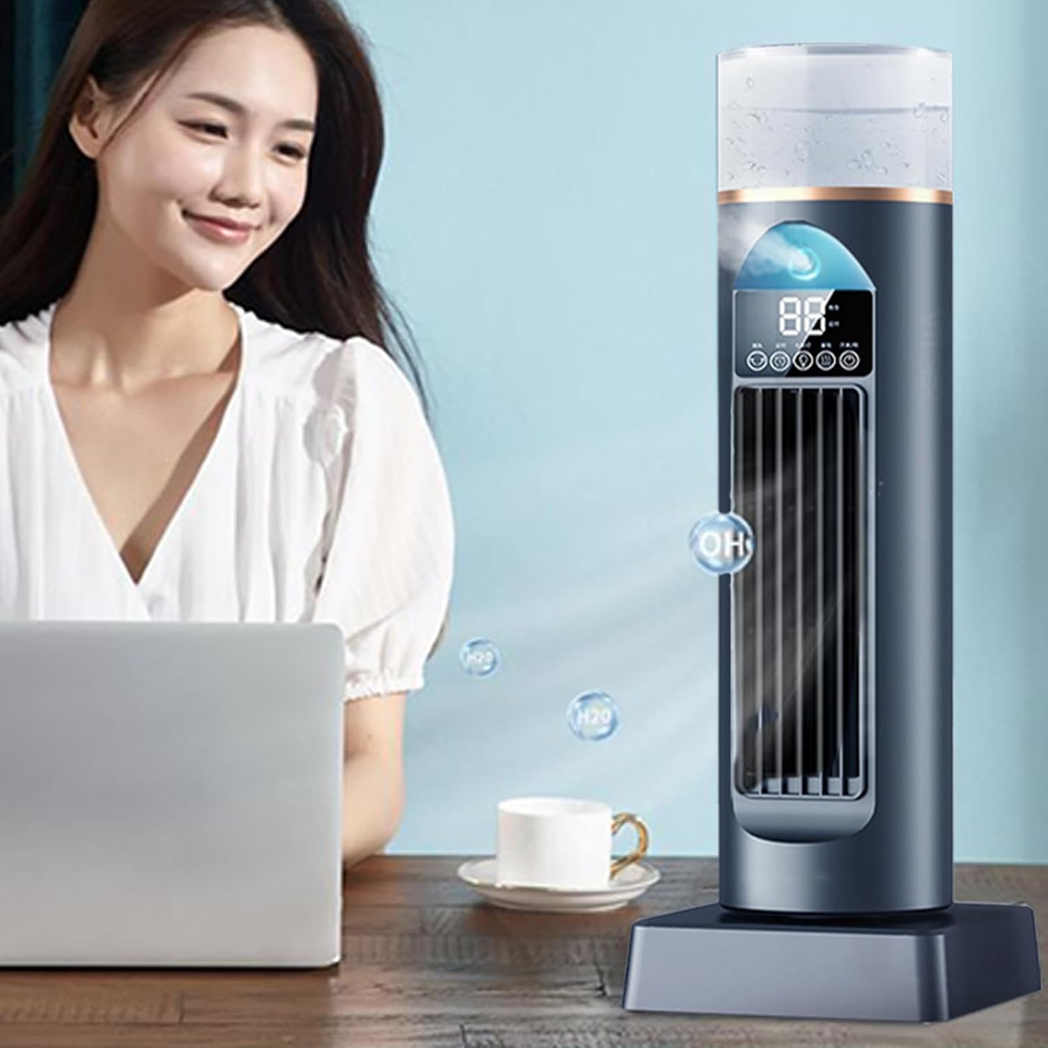  Turm - Climatiseur AC - Ventilateur à Air Froid - Climatiseur Personnel AC - Refroidisseur Oscillant Silencieux Sans Lame Avec Télécommande Et Réservoir D'eau - 6 Humidificateurs De Vitesse Pour