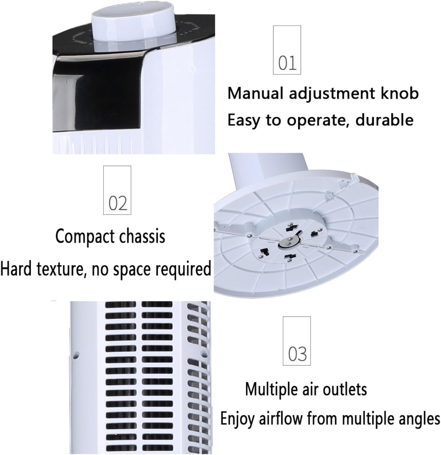 GENERIC Ventilateur De Tour Calme Pour Chambre à Coucher, 3 Vitesses Et 60 Oscillations Refroidisseur D'air Portable Avec Télécommande, 12H Minuterie Mode De Sommeil Circulateur Compact Pour Le Bureau à Domic