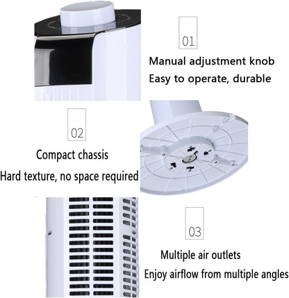 GENERIC Ventilateur De Tour Calme Pour Chambre à Coucher, 3 Vitesses Et 60 Oscillations Refroidisseur D'air Portable Avec Télécommande, 12H Minuterie Mode De Sommeil Circulateur Compact Pour Le Bureau à Domic