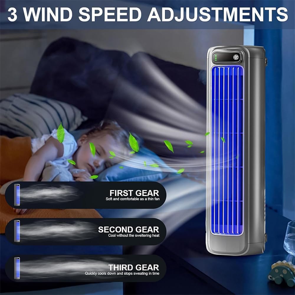 GENERIC Climatiseur Portable - 3 Vitesses, Branché/Rechargeable, Unité AC Mobile Ultra-Silencieuse Pour Bureau, Maison, Petits Espaces, Système De Refroidissement Personnel Économe En Énergie