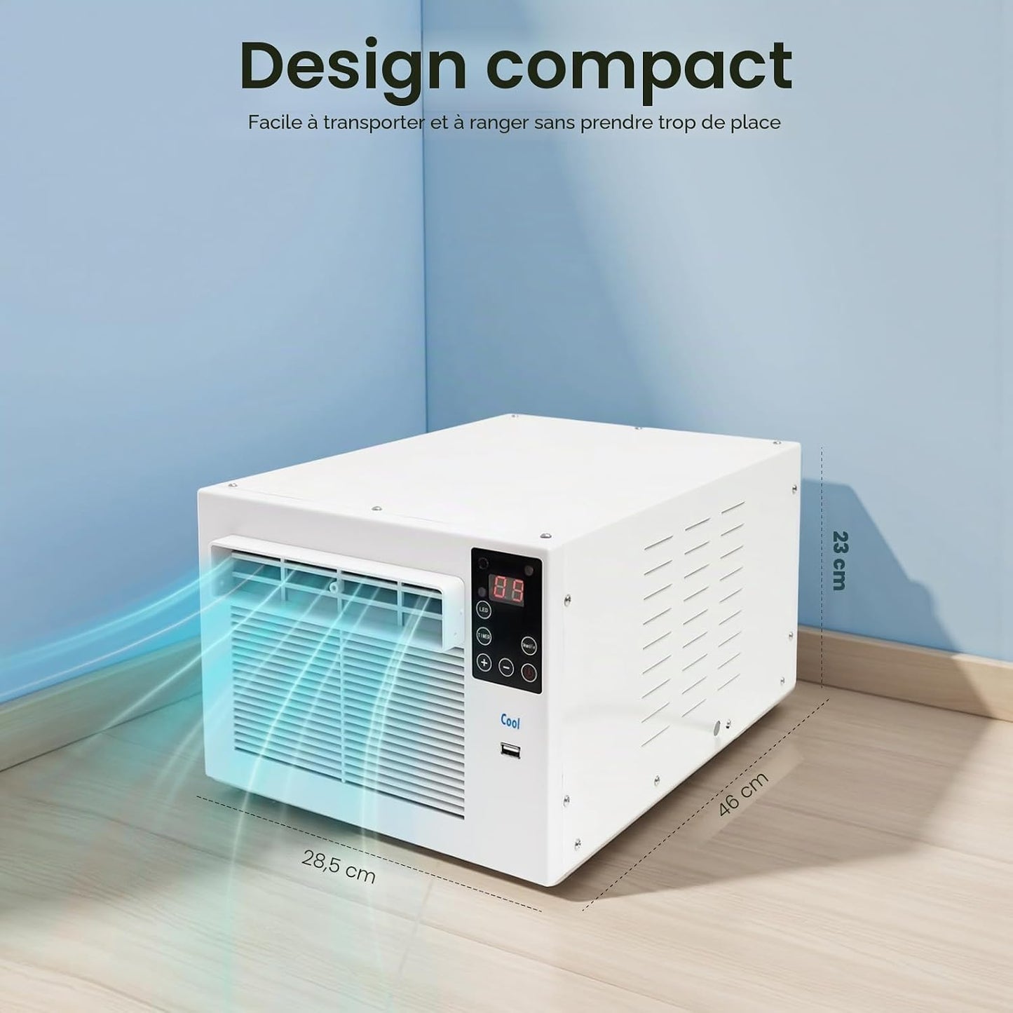  Mini Climatiseur Portable, Petit Climatiseur Semi-conducteur, Climatiseur Mobile Avec Fonction Minuterie, Espace Applicable De 5 à 8 M³