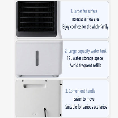  Climatiseur Mobile Sans Évacuation Rafraîchisseur D'Air Portable Avec 3 Vitesses Climatiseur Mobile Silencieux Avec Réservoir D’Eau 12L Oscillation 60° Ventilateur Refroidisseur D'Air Économe Énergie