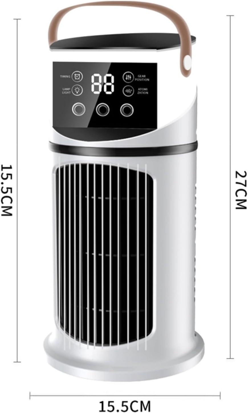  Climatiseur Portable Avec 9 Niveaux De Brume Et écran LED 7 Couleurs, Refroidisseur Silencieux Pour La Maison, La Chambre à Coucher, Le Bureau, Plastique Blanc, 27 X 155 X 155 Cm (blanc)