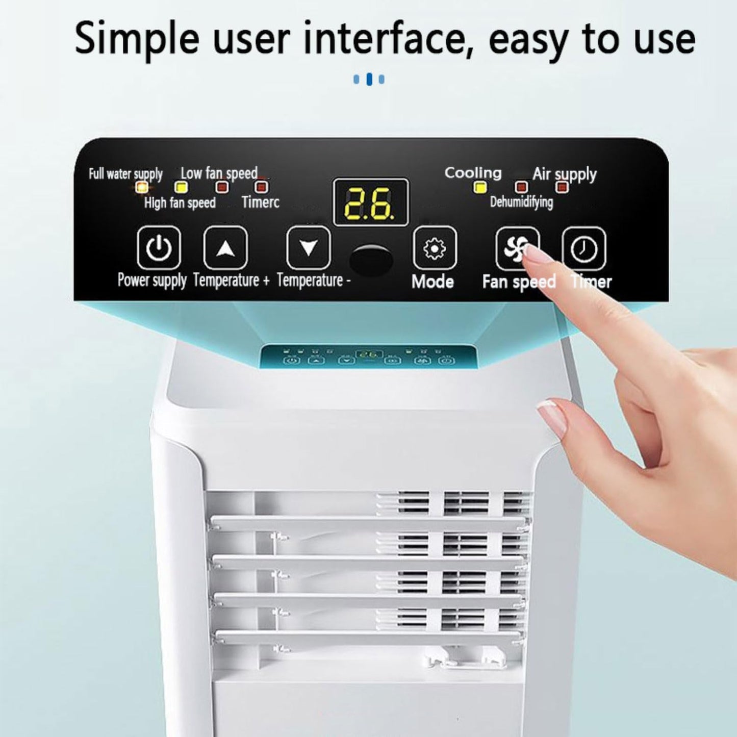  Climatiseur Portable Unités Intelligentes Intelligentes Avec Refroidissement De Refroidissement Demode De Sommeil De Refroidissement Frais Télécommande 24H Timer120° Oscillant Refroidissement AC UnitF