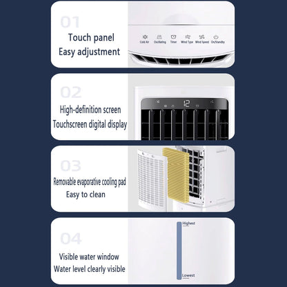 GENERIC Refroidisseur D'air évaporatif Portable 12L Tank Ice Packs 60W Quiet Fan 3 Vitesses Oscillant Humidificateur Pour La Maison Économie D'énergie Cool Breeze