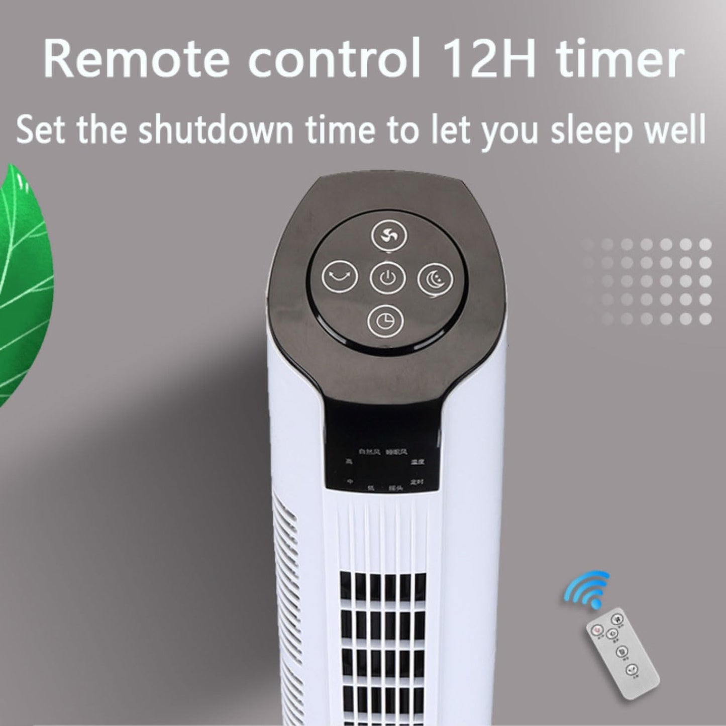 GENERIC Ventilateur De Tour Calme Pour Chambre à Coucher, 3 Vitesses Et 60 Oscillations Refroidisseur D'air Portable Avec Télécommande, 12H Minuterie Mode De Sommeil Circulateur Compact Pour Le Bureau à Domic