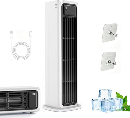  Ventilateur De Tour Sans Lame, Refroidisseur De Bureau USB-C Portable, Circulateur D'air Silencieux à 3 Vitesses Avec Batterie, Mural Pour Le Camping De Bureau à Chambre à Coucher, Conception Compacte