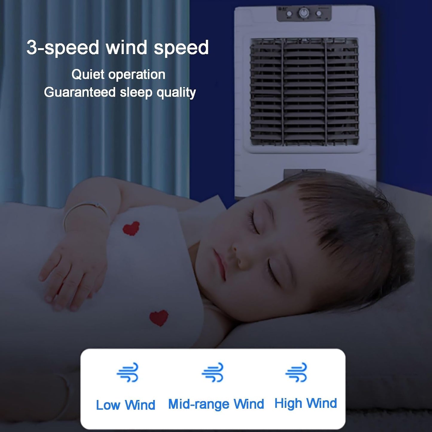 GENERIC Ventilateur De Refroidissement Par évaporation Industriel, Refroidisseur Mobile De Marais De 50L Avec 3 Vitesses, Volume D'air élevé Pour Les Usines, Entrepôts, Ateliers, Grands Espaces, Conception à