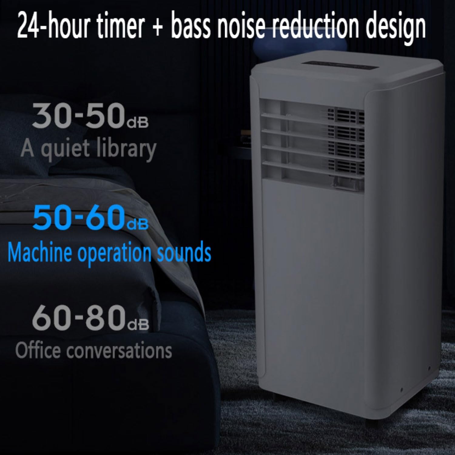  Climatiseur Portable Unités Intelligentes Intelligentes Avec Refroidissement De Refroidissement Demode De Sommeil De Refroidissement Frais Télécommande 24H Timer120° Oscillant Refroidissement AC UnitF