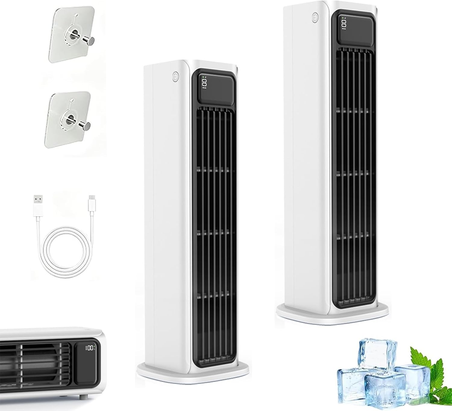  Ventilateur De Tour Sans Lame, Refroidisseur De Bureau USB-C Portable, Circulateur D'air Silencieux à 3 Vitesses Avec Batterie, Mural Pour Le Camping De Bureau à Chambre à Coucher, Conception Compacte