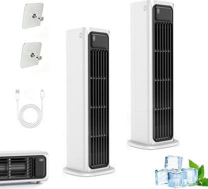  Ventilateur De Tour Sans Lame, Refroidisseur De Bureau USB-C Portable, Circulateur D'air Silencieux à 3 Vitesses Avec Batterie, Mural Pour Le Camping De Bureau à Chambre à Coucher, Conception Compacte