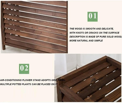 GENERIC Housse En Bois Marron Pour Climatiseur Avec Persiennes - Conteneur à Condensateur Caché Pour L'extérieur - Facile à Installer - Résistant Aux Intempéries