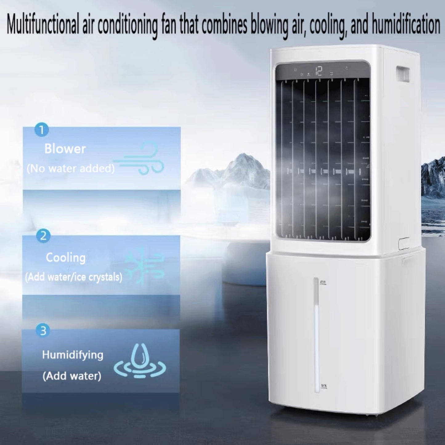 GENERIC Refroidisseur D'air évaporatif Portable 12L Tank Ice Packs 60W Quiet Fan 3 Vitesses Oscillant Humidificateur Pour La Maison Économie D'énergie Cool Breeze