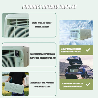  Unité De Climatisation Portable Compacte 2200 BTU, économie D'énergie Avec Contrôle D'application Pour Les Petites Pièces, Les VR Et Le Camping.Fonction D'opération Silencieuse Et De Déshumidificateur