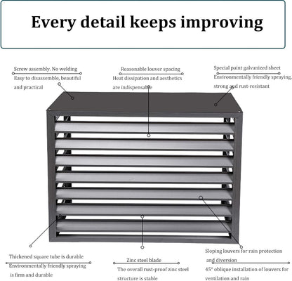 GENERIC Housse De Protection Pour Climatiseur De Fenêtre, écran De Clôture – Étanche à La Poussière Et Robuste – Bouclier D'intimité En Aluminium Pour Unité De Condensation, Boîtier De Poubelle, Support De
