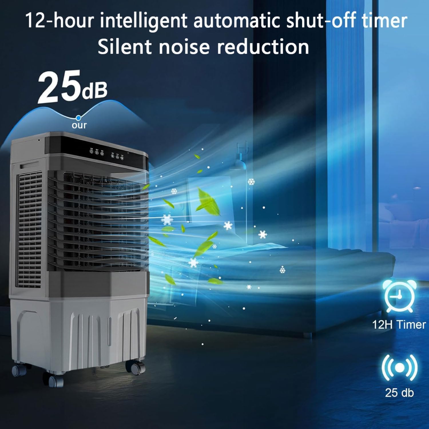 GENERIC Ventilateur De Refroidisseur D'évaporation Portable Avec 3 Vitesses, 120 Oscillation, Fonctionnement Silencieux Et Roues Pour La Maison Bureau Chambre à Coucher Energy Saving Air Circulateur