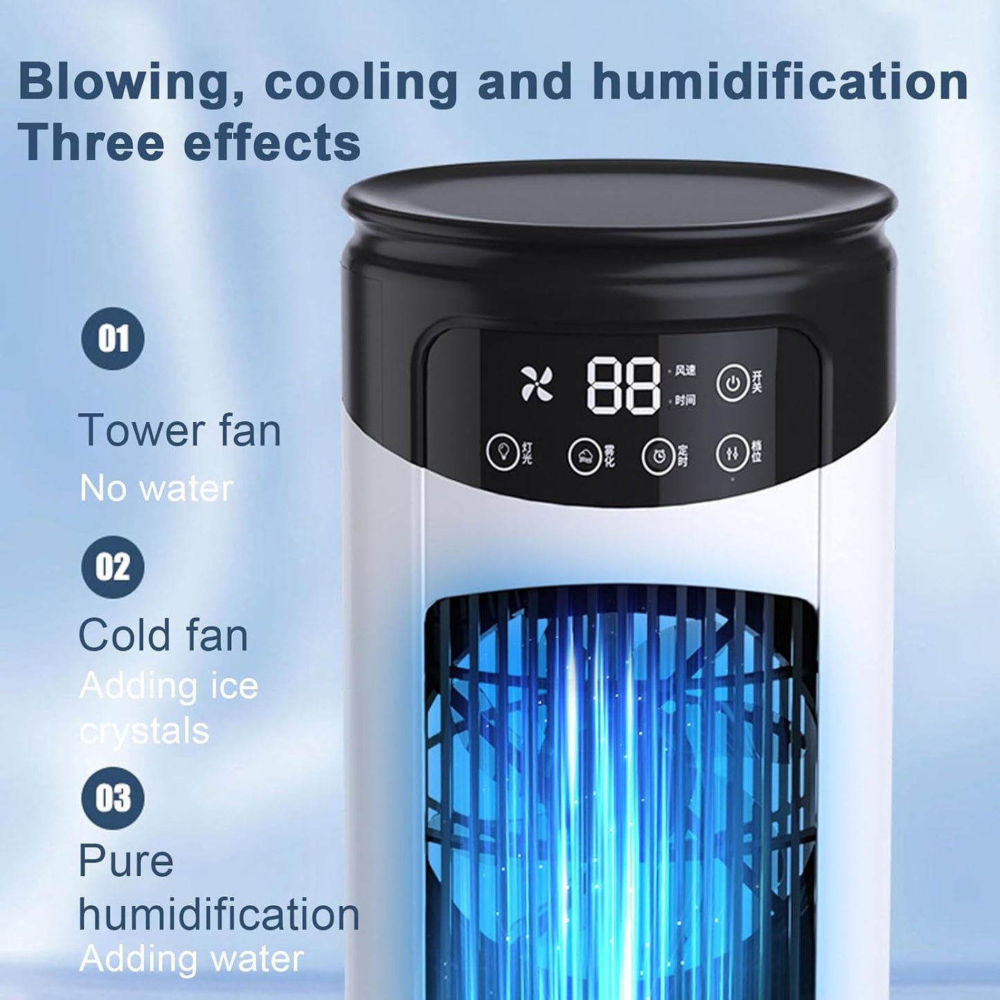  Personal Air Conditioner, Bed Cooling Fan, 6 Speed Adjustable Quiet Humidifier, Compact Space Saving, Energy Efficient Cooling Reliefs For Room, Studio, Kitchen, Bedroom, Desk, Indoor, Home, Garage