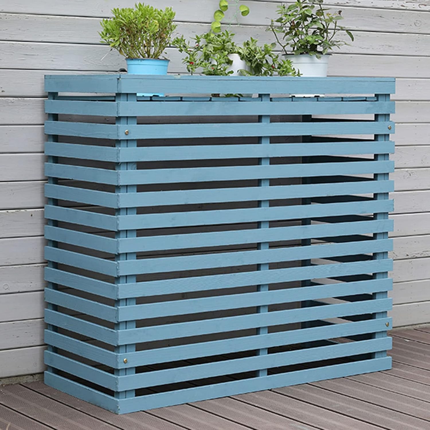  Housse En Bois Pour Climatiseur – Clôture élégante Pour Pompe à Chaleur Extérieure Pour Dissimuler Les Unités De Climatisation, Design Résistant Aux Intempéries Pour Améliorer L'esthétique Extérieure