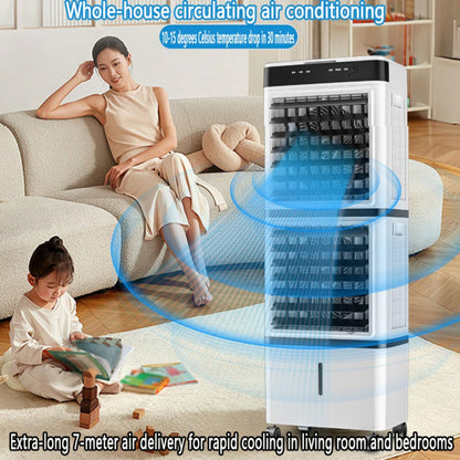  Climatiseur Mobile Portable Rafraîchisseur D’Air Mobile 14L Avec Eau Refroidisseur Par évaporation Oscillation 90° Télécommande Minuterie 12H Ventilateur Refroidisseur D'air Pour Appartement