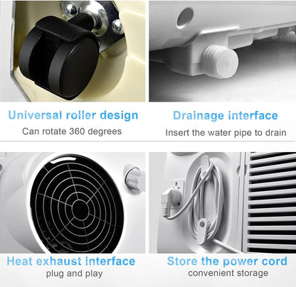 GENERIC Air Conditioner Portable Mobile Rafraichisseur D'air 3 Vitesses Alimentation En Air Grand Angle De 70° Avec Rouleau Universel Et Orifice De Drainage 220 V