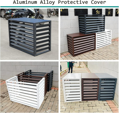 GENERIC Housse De Climatiseur D'extérieur Toutes Saisons Et Clôture Décorative – Protection En Aluminium Pour Unités Centrales AC – Boîtier De Poubelle Autonome