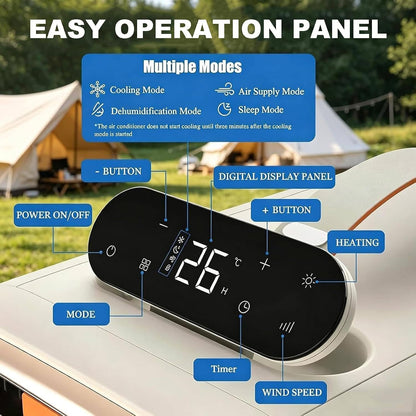  Climatiseur Portable De 5000 BTU. Idéal Pour Les Tentes, Les Camping-Cars, Les Camions, Les Lieux De Pêche, Les Petites Pièces Et Les Espaces Pour Animaux DC24V